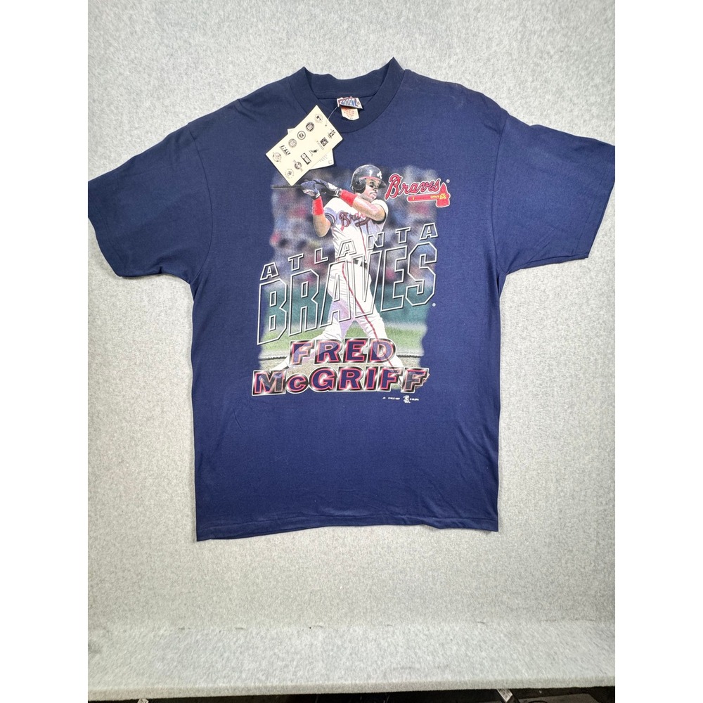 Vintage 1997 Atlanta Braves Fred McGriff Sport Attack T-Shirt NWT Navy XL MLB